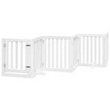 vidaXL Dog Gate with Door Foldable 6 Panels White 300 cm Poplar Wood