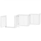 vidaXL Dog Gate with Door Foldable 6 Panels White 300 cm Poplar Wood