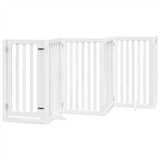 vidaXL Dog Gate with Door Foldable 6 Panels White 300 cm Poplar Wood