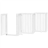 vidaXL Dog Gate with Door Foldable 6 Panels White 300 cm Poplar Wood