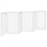 vidaXL Dog Gate with Door Foldable 6 Panels White 300 cm Poplar Wood