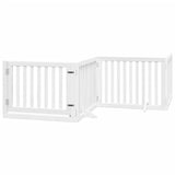 vidaXL Dog Gate with Door Foldable 4 Panels White 320 cm Poplar Wood