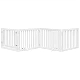 vidaXL Dog Gate with Door Foldable 4 Panels White 320 cm Poplar Wood