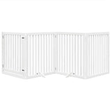 vidaXL Dog Gate with Door Foldable 4 Panels White 320 cm Poplar Wood