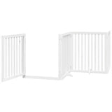 vidaXL Dog Gate with Door Foldable 4 Panels White 320 cm Poplar Wood