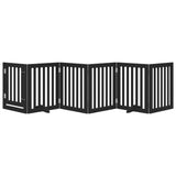 vidaXL Dog Gate with Door Foldable 6 Panels Black 300 cm Poplar Wood