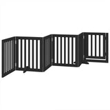 vidaXL Dog Gate with Door Foldable 6 Panels Black 300 cm Poplar Wood