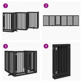 vidaXL Dog Gate with Door Foldable 6 Panels Black 300 cm Poplar Wood