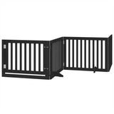 vidaXL Dog Gate with Door Foldable 4 Panels Black 320 cm Poplar Wood