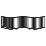 vidaXL Dog Gate with Door Foldable 4 Panels Black 320 cm Poplar Wood