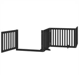 vidaXL Dog Gate with Door Foldable 4 Panels Black 320 cm Poplar Wood