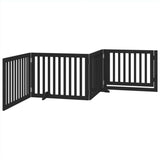 vidaXL Dog Gate with Door Foldable 4 Panels Black 320 cm Poplar Wood