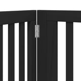 vidaXL Dog Gate with Door Foldable 4 Panels Black 320 cm Poplar Wood