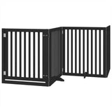 vidaXL Dog Gate with Door Foldable 4 Panels Black 320 cm Poplar Wood