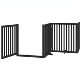 vidaXL Dog Gate with Door Foldable 4 Panels Black 320 cm Poplar Wood