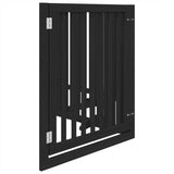 vidaXL Dog Gate with Door Foldable 4 Panels Black 320 cm Poplar Wood