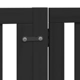 vidaXL Dog Gate with Door Foldable 4 Panels Black 320 cm Poplar Wood