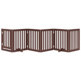 vidaXL Dog Gate with Door Foldable 6 Panels Brown 300 cm Poplar Wood