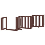 vidaXL Dog Gate with Door Foldable 6 Panels Brown 300 cm Poplar Wood