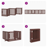 vidaXL Dog Gate with Door Foldable 6 Panels Brown 300 cm Poplar Wood