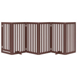 vidaXL Dog Gate with Door Foldable 6 Panels Brown 300 cm Poplar Wood