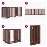 vidaXL Dog Gate with Door Foldable 6 Panels Brown 300 cm Poplar Wood