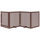 vidaXL Dog Gate with Door Foldable 4 Panels Brown 320 cm Poplar Wood