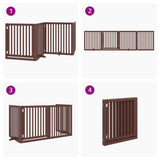 vidaXL Dog Gate with Door Foldable 4 Panels Brown 320 cm Poplar Wood