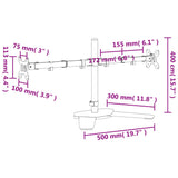 vidaXL Dual Monitor Stand Black Steel VESA 75/100 mm