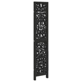 vidaXL Room Divider 3 Panels Black Solid Wood Paulownia