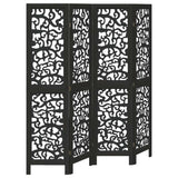 vidaXL Room Divider 4 Panels Black Solid Wood Paulownia