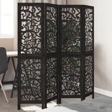 vidaXL Room Divider 4 Panels Black Solid Wood Paulownia