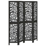 vidaXL Room Divider 4 Panels Black Solid Wood Paulownia