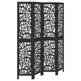 vidaXL Room Divider 4 Panels Black Solid Wood Paulownia