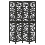 vidaXL Room Divider 4 Panels Black Solid Wood Paulownia