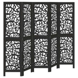 vidaXL Room Divider 5 Panels Black Solid Wood Paulownia