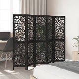 vidaXL Room Divider 5 Panels Black Solid Wood Paulownia