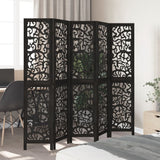 vidaXL Room Divider 5 Panels Black Solid Wood Paulownia