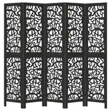 vidaXL Room Divider 5 Panels Black Solid Wood Paulownia