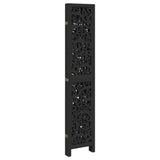 vidaXL Room Divider 5 Panels Black Solid Wood Paulownia