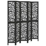 vidaXL Room Divider 5 Panels Black Solid Wood Paulownia