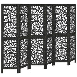 vidaXL Room Divider 6 Panels Black Solid Wood Paulownia