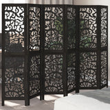 vidaXL Room Divider 6 Panels Black Solid Wood Paulownia