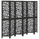 vidaXL Room Divider 6 Panels Black Solid Wood Paulownia