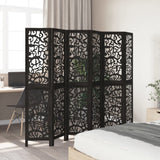 vidaXL Room Divider 6 Panels Black Solid Wood Paulownia