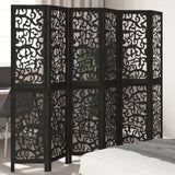 vidaXL Room Divider 6 Panels Black Solid Wood Paulownia