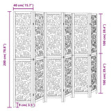 vidaXL Room Divider 6 Panels Black Solid Wood Paulownia