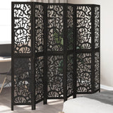 vidaXL Room Divider 6 Panels Black Solid Wood Paulownia