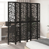 vidaXL Room Divider 6 Panels Black Solid Wood Paulownia