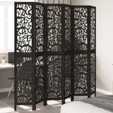 vidaXL Room Divider 6 Panels Black Solid Wood Paulownia